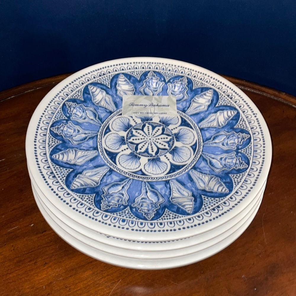 4 piece seashell dinner plate set melamine outdoor dining